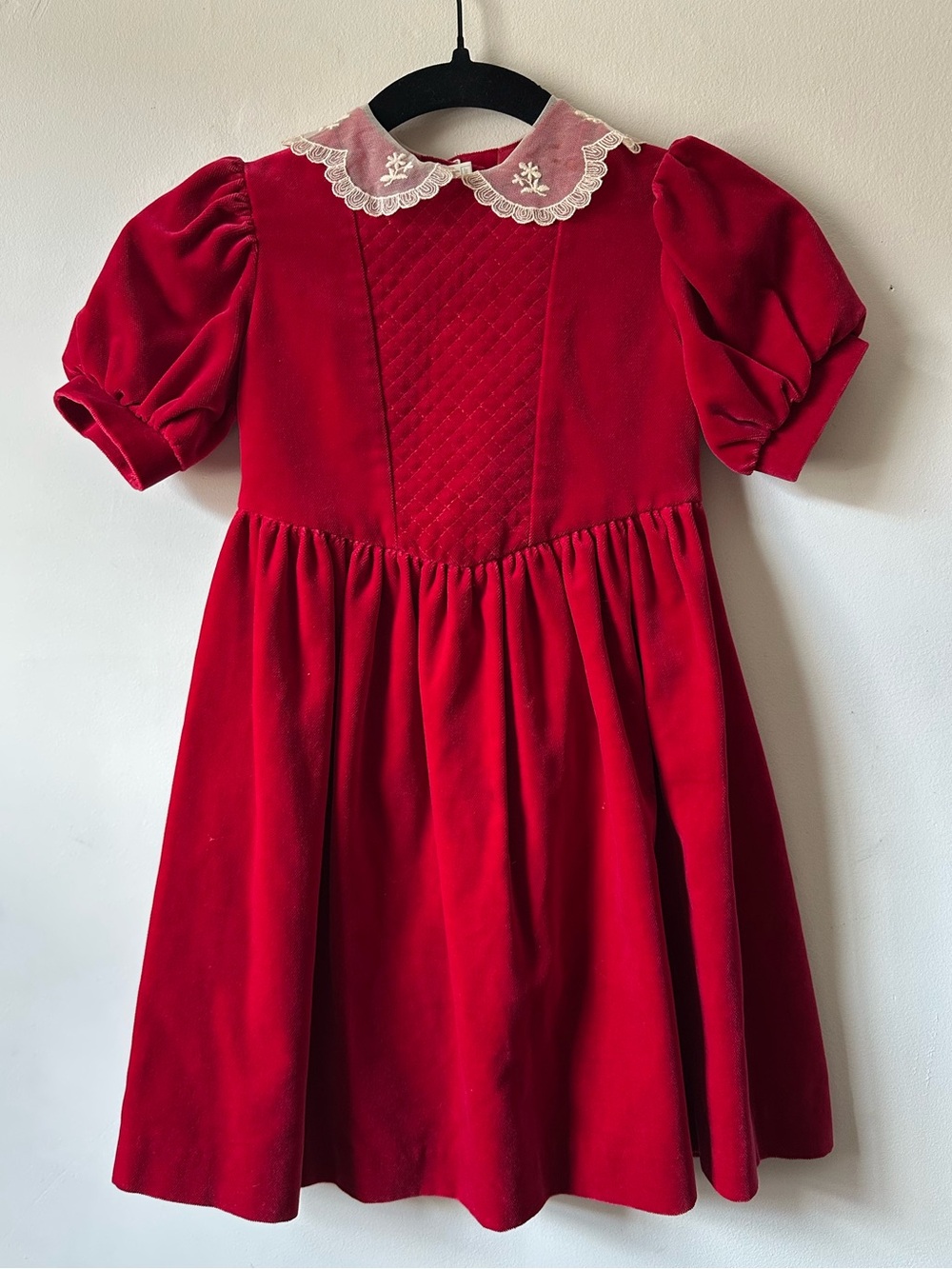 Vintage 80s Laura Ashley Mother & Child Velvet Christmas Dress Great Britain